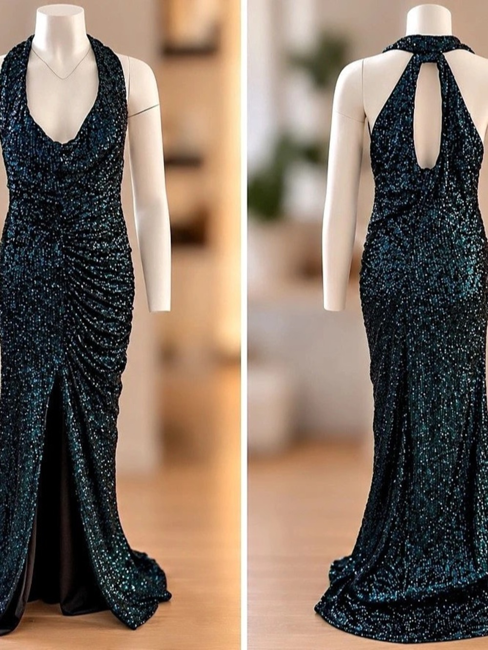 REMI x REVOLVE Donna Gown Emerald Sequin Dress L